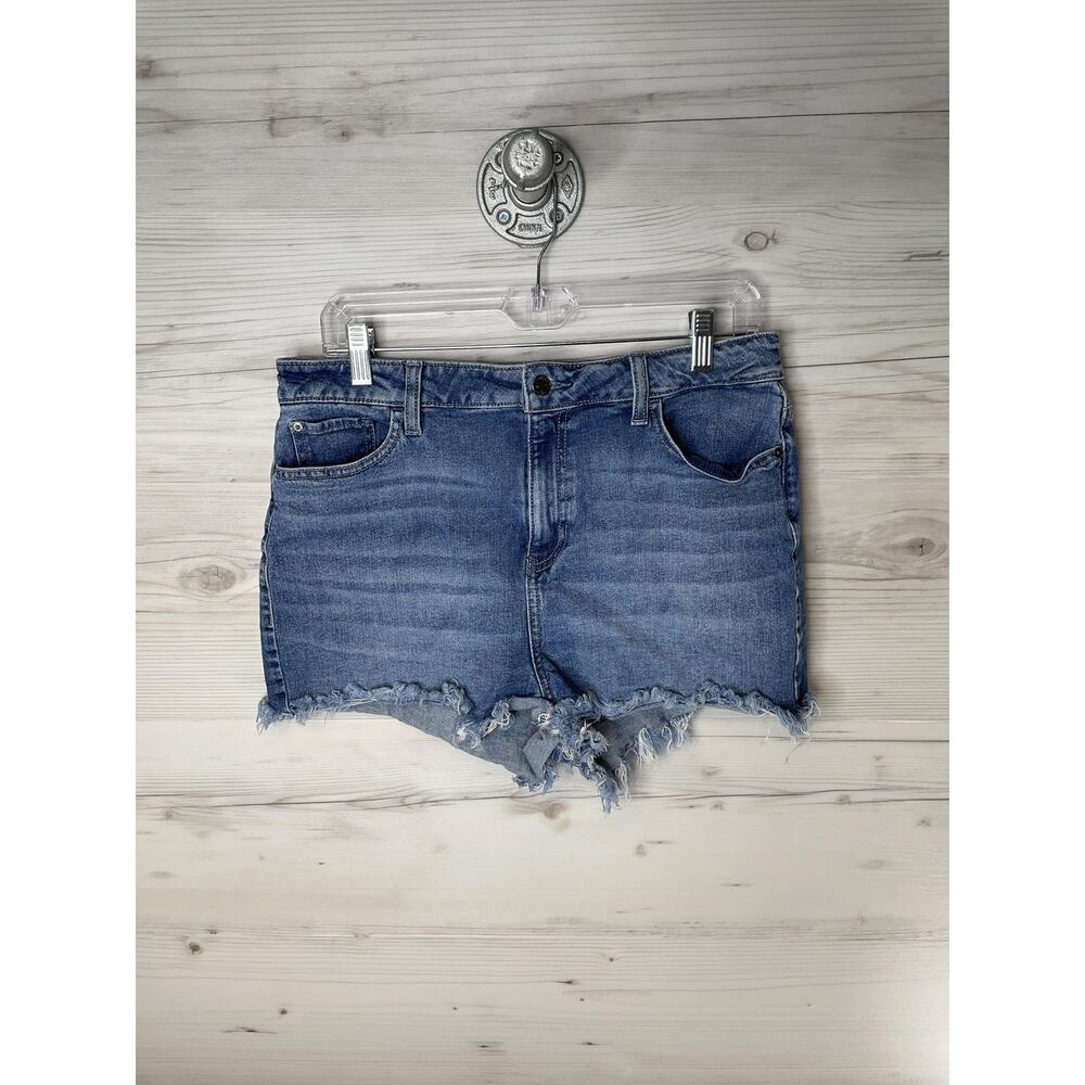 Guess Shorts Womens 31 Blue Denim High Rise Cutoff Raw Hem Frayed Distressed